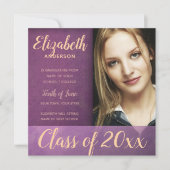 Aankondiging Paarse Damask Grunge Afstuderen (Voorkant)