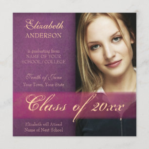 Aankondiging Paarse Damask Grunge Afstuderen