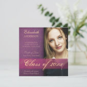 Aankondiging Paarse Damask Grunge Afstuderen (Staand voorkant)