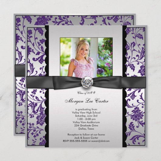 Aankondiging Paarse foto Afstuderen (Voorkant / Achterkant)