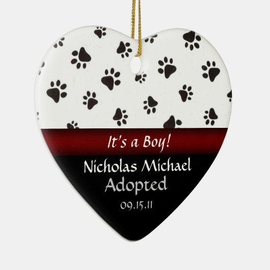 Aankondiging Paw Print Adoption-handleiding Keramisch Ornament (Rechts)