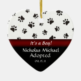Aankondiging Paw Print Adoption-handleiding Keramisch Ornament