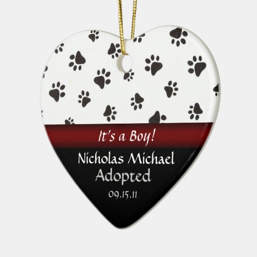 Aankondiging Paw Print Adoption-handleiding Keramisch Ornament (Links)