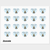 Aankondiging persoonlijke blauwe Baby Teddy Bear Hart Sticker (Vel)