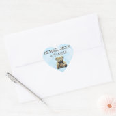 Aankondiging persoonlijke blauwe Baby Teddy Bear Hart Sticker (Envelop)