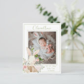 Aankondiging persoonlijke foto Bunny Green Birth Briefkaart (Staand voorkant)