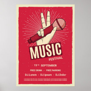 Aankondiging Poster muziekconcertevenement Retro