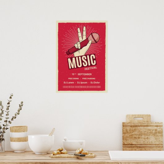 Aankondiging Poster muziekconcertevenement Retro (Keuken)