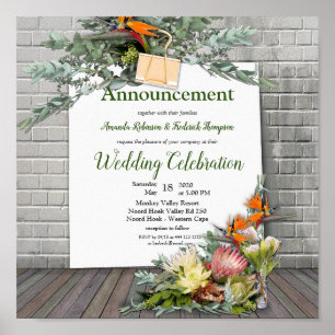 Aankondiging Protea - Strelitzia Flower Poster