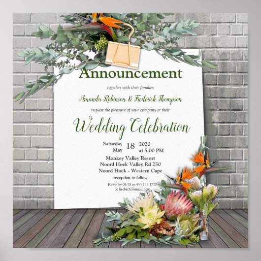 Aankondiging Protea - Strelitzia Flower Poster (Voorkant)