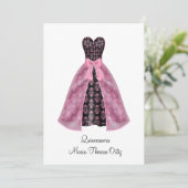 Aankondiging Quinceanera Roze Damast 15e Feest (Staand voorkant)