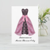 Aankondiging Quinceanera Zwart Damast (Staand voorkant)