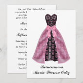 Aankondiging Quinceanera Zwart Damast (Voorkant / Achterkant)