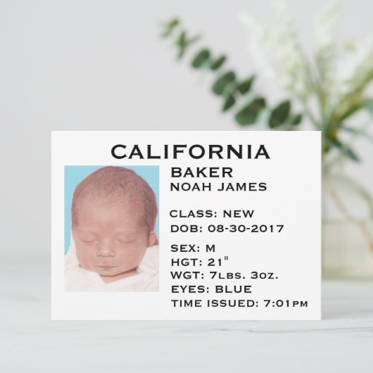 Aankondiging "Rijbewijs" Baby (Staand voorkant)