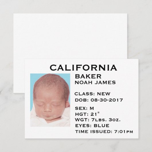 Aankondiging "Rijbewijs" Baby (Voorkant / Achterkant)