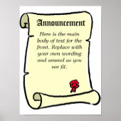 Aankondiging rolstijl poster (Voorkant)