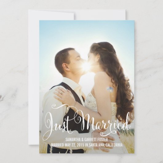 Aankondiging Romantic Script Wedding - White (Voorkant)