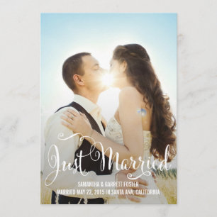 Aankondiging Romantic Script Wedding - White