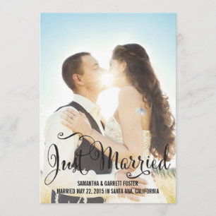 Aankondiging Romantic Script Wedding - Zwart