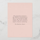 Aankondiging roos Gold Foil Script Afstuderen (Achterkant)