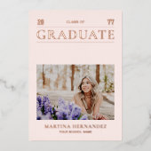 Aankondiging roos Gold Modern Photo Afstuderen (Voorkant)