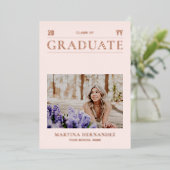 Aankondiging roos Gold Modern Photo Afstuderen (Staand Voorkant)