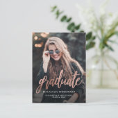 Aankondiging roos Gold Photo Afstuderen Briefkaart (Staand voorkant)