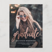 Aankondiging roos Gold Photo Afstuderen Briefkaart (Voorkant)