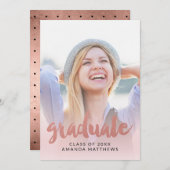 Aankondiging roos Gold Script Photo Afstuderen (Voorkant / Achterkant)