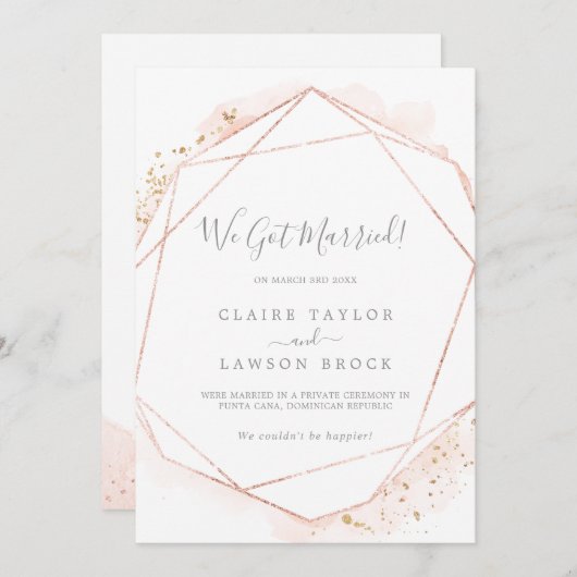 Aankondiging roos Gold Waterverf (Voorkant / Achterkant)