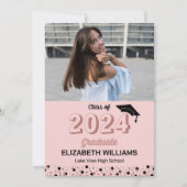 Aankondiging roos Script Confetti Foto roze Afstud (Voorkant)