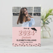 Aankondiging roos Script Confetti Foto roze Afstud (Staand voorkant)