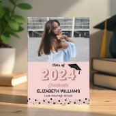 Aankondiging roos Script Confetti Foto roze Afstud