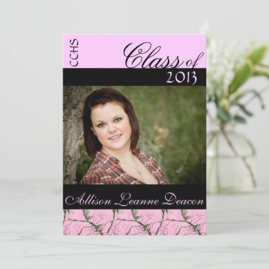 Aankondiging roze afstuderen Camo (Staand voorkant)