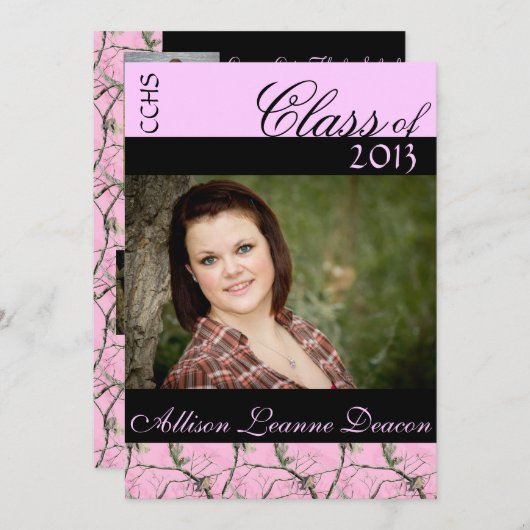 Aankondiging roze afstuderen Camo (Voorkant / Achterkant)