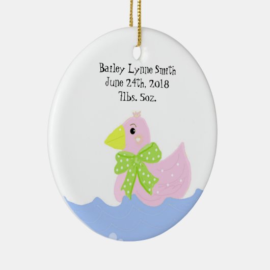 Aankondiging roze Duck Birth Keramisch Ornament (Rechts)