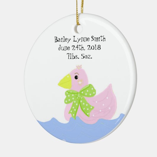 Aankondiging roze Duck Birth Keramisch Ornament (Links)