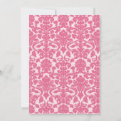 Aankondiging roze en bruin Damask Birth (Achterkant)