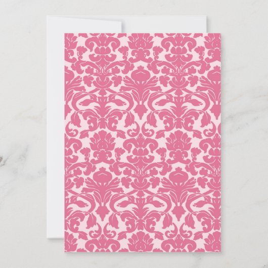 Aankondiging roze en bruin Damask Birth (Achterkant)