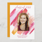 Aankondiging roze en gouden Afstuderen (Voorkant / Achterkant)