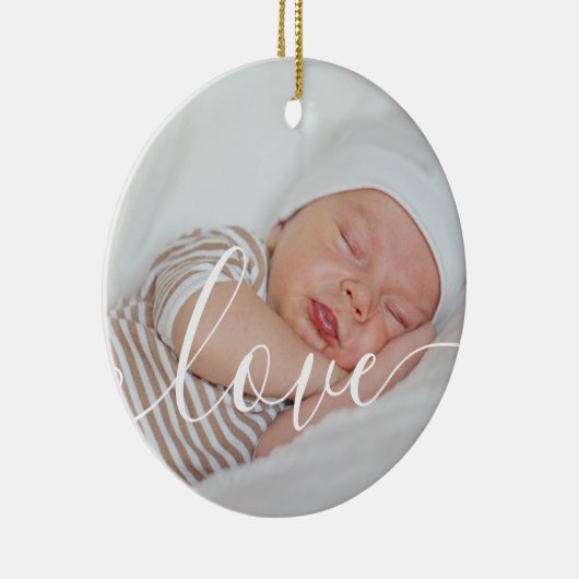 Aankondiging Roze Foto's Van Je Baby Meisje Keramisch Ornament (Rechts)