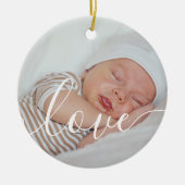 Aankondiging Roze Foto's Van Je Baby Meisje Keramisch Ornament (Voorkant)