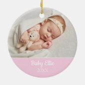 Aankondiging Roze Foto's Van Je Baby Meisje Keramisch Ornament (Achterkant)