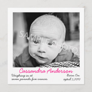 Aankondiging roze geboorte