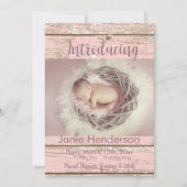 Aankondiging  roze hout Aangepaste foto (Voorkant)