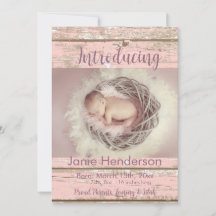 Aankondiging  roze hout Aangepaste foto