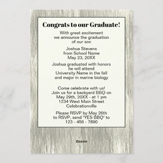 Aankondiging  Rustic Woodgrain Afstuderen (Achterkant)