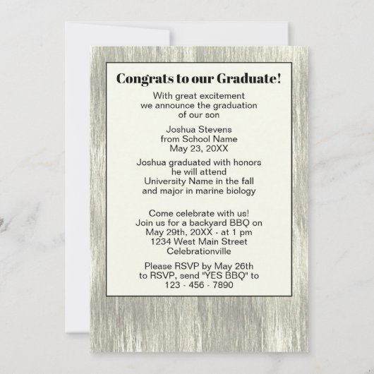 Aankondiging Rustic Woodgrain Afstuderen (Achterkant)