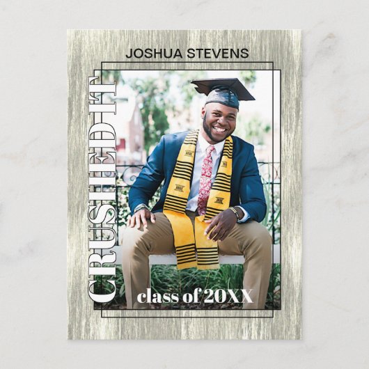 Aankondiging Rustic Woodgrain Afstuderen Briefkaart (Voorkant)