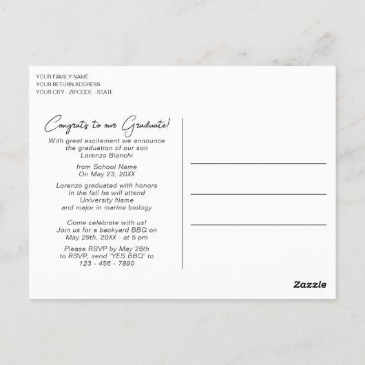 Aankondiging Rustic Woodgrain Afstuderen Briefkaart (Achterkant)